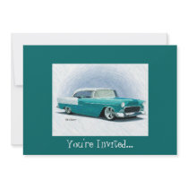 '56 Chevy - Teal Customisable Invitations