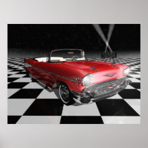 '57 Chevy on Chequerboard Print