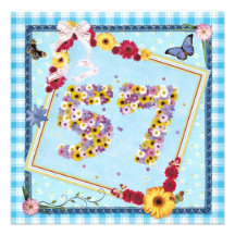 57th Birthday party Invitation flowers,butterflies