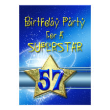 57th Birthday party Invitation for a Superstar.