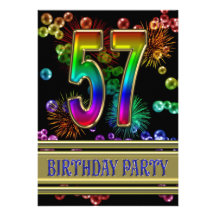 57th Birthday party Invitation with bubbles