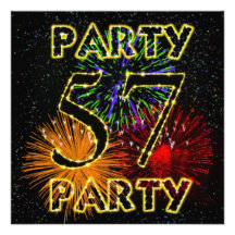 57th birthday party invitation with fireworks