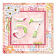57th birthday party scrapbooking style personalized invite