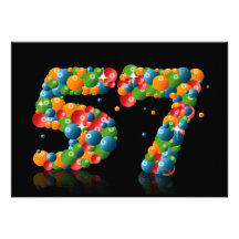 57th Birthday party, with bubbles and balls Personalized Announcement