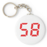 58 fifty-eight red alarm clock digital number keychain