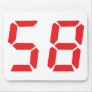 58 fifty-eight red alarm clock digital number mouse mat