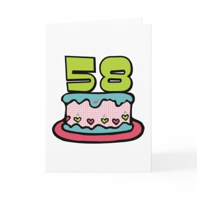 58 Year Old Birthday Cake Greeting Card by Birthday_Bash