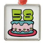 58 Year Old Birthday Cake Christmas Ornament