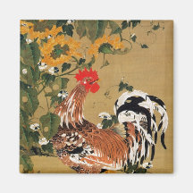 5. 向日葵雄鶏図, 若冲 Sunflower and Rooster, Jakuchū Magnet