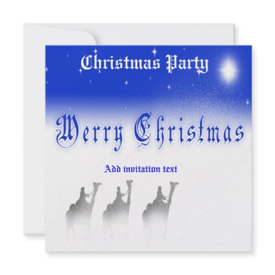 5.25 X 5.25 Three Wise Men Merry Christmas  Party  Custom Invites by Jamlanddesigns