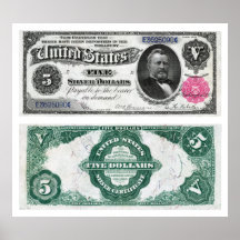 $5 Banknote Silver Certificate Series 1891 Poster