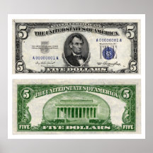 $5 Banknote, Silver Certificate, Series of 1953 Poster