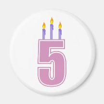 5 Birthday Candles (Pink / Purple) Refrigerator Magnet
