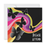 5 Black Butterflies On Swirly Rainbow