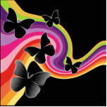 5 Black Butterflies On Swirly Rainbow photo sculptures