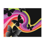 5 Black Butterflies On Swirly Rainbow