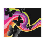 5 Black Butterflies On Swirly Rainbow