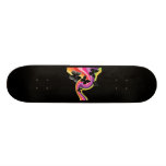 5 Black Butterflies On Swirly Rainbow Skate Board Deck