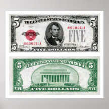 $5 Dollar Legal Tender Banknote Series 1928 Print