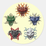 5 Dragons Round Sticker