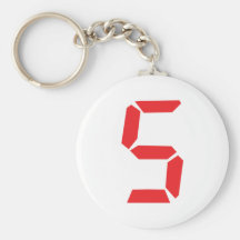 5 five  red alarm clock digital number key chains