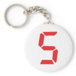 5 five  red alarm clock digital number key chains