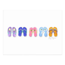 5 Pairs of Flip-Flops Postcard