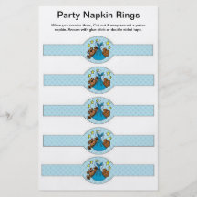 5 per sheet Baby Boy Shower Paper Napkin Rings Full Colour Flyer