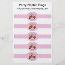 5 per sheet Baby Girl Shower Paper Napkin Rings Full Colour Flyer