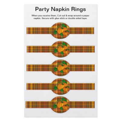 5 per sheet Thanksgiving Autumn Paper Napkin Rings by partypizazz