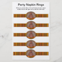 5 per sheet Thanksgiving Turkey Paper Napkin Rings Personalized Flyer