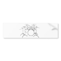 5 Piece Drum Kit: Black & White Drawing: