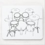 5 Piece Drum Kit: Black & White Drawing: Mouse Pads