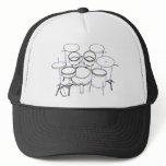 5 Piece Drum Kit: Marker Drawing: hats