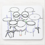5 Piece Drum Kit: Marker Drawing: mousepads