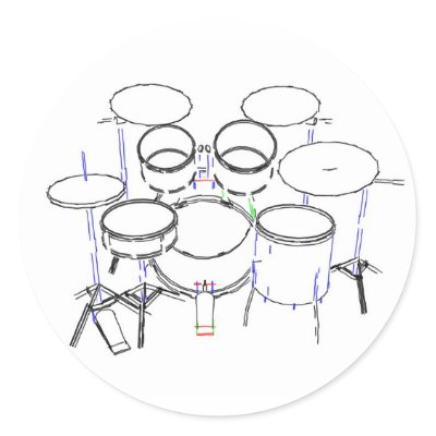 5 Piece Drum Kit: Marker Drawing: by spiritswitchboard