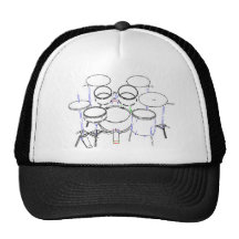 5 Piece Drum Kit: Marker Drawing: Trucker Hats