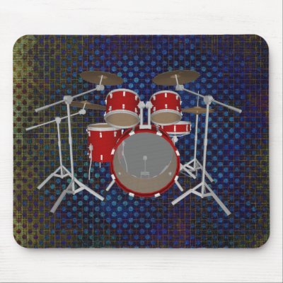5 Piece Drum Kit - Red Finish - Drums Mousepad by spiritswitchboard
