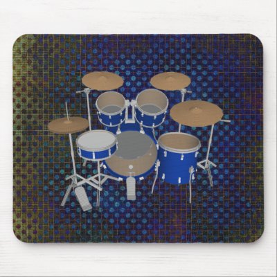 5 Piece Drum Set - Blue Finish - Mousepad by spiritswitchboard