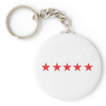 5 red stars icon deluxe keychain
