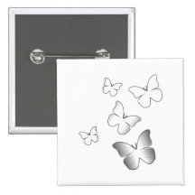 5 White Butterflies Pins