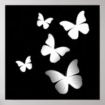 5 White Butterflies Poster