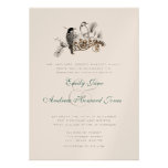 5 x 7 Vintage Love Birds Wedding Invitation