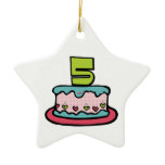 5 Year Old Birthday Cake Christmas Ornament