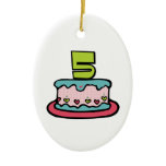 5 Year Old Birthday Cake Christmas Tree Ornament