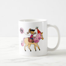 5 year old girl on a pony coffee mugs