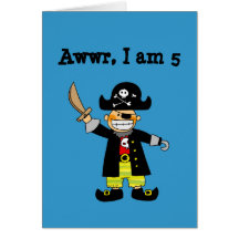 5 year old pirate boy greeting card