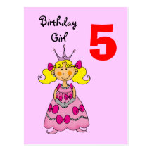 5 year old princess (blonde hair) post card