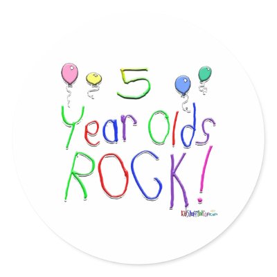 5 Year Olds Rock! Sticker by TShirtDotCom