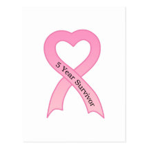 5 Year Survivor Pink Ribbon Postcard
